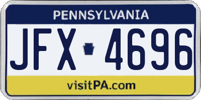 PA license plate JFX4696
