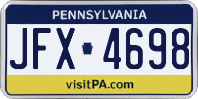 PA license plate JFX4698