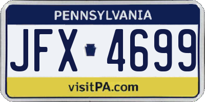 PA license plate JFX4699