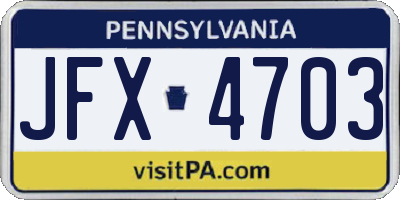 PA license plate JFX4703