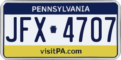 PA license plate JFX4707