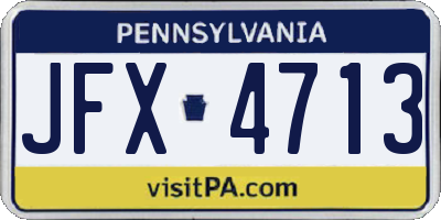PA license plate JFX4713