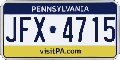 PA license plate JFX4715