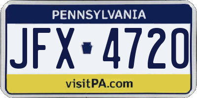 PA license plate JFX4720