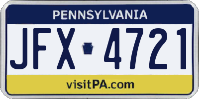 PA license plate JFX4721