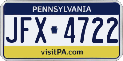 PA license plate JFX4722