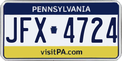 PA license plate JFX4724
