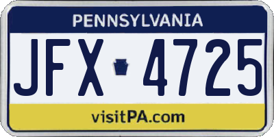 PA license plate JFX4725