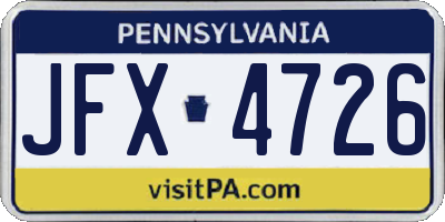 PA license plate JFX4726