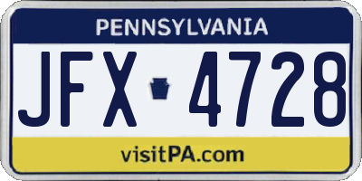 PA license plate JFX4728
