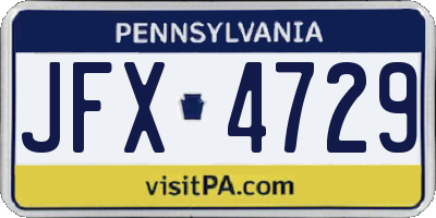 PA license plate JFX4729