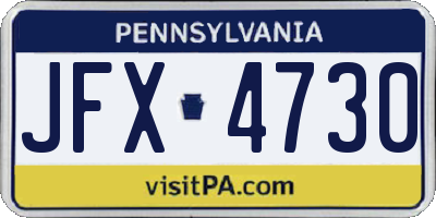 PA license plate JFX4730