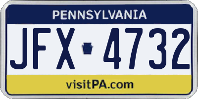 PA license plate JFX4732