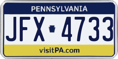 PA license plate JFX4733