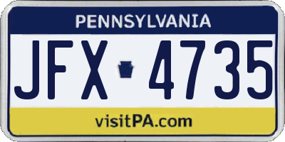 PA license plate JFX4735