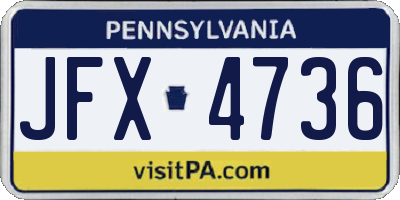 PA license plate JFX4736