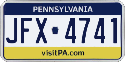 PA license plate JFX4741