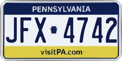 PA license plate JFX4742