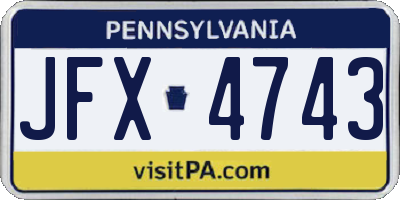 PA license plate JFX4743