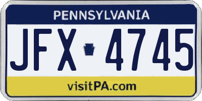 PA license plate JFX4745