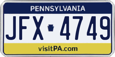 PA license plate JFX4749