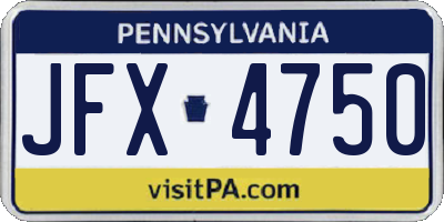 PA license plate JFX4750