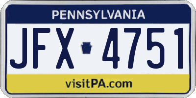 PA license plate JFX4751