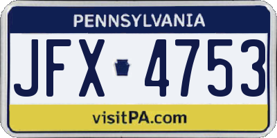 PA license plate JFX4753