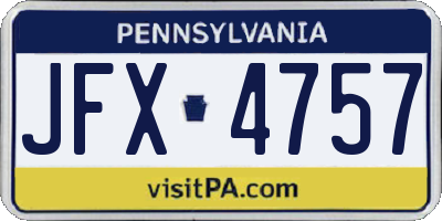 PA license plate JFX4757