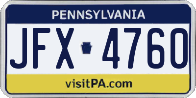 PA license plate JFX4760