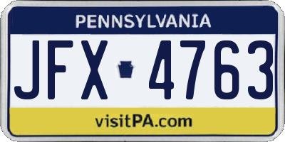 PA license plate JFX4763