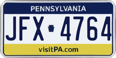 PA license plate JFX4764