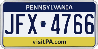 PA license plate JFX4766