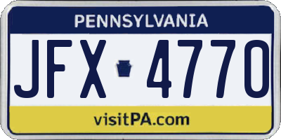 PA license plate JFX4770