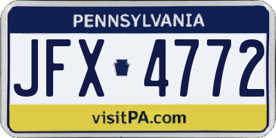 PA license plate JFX4772