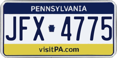 PA license plate JFX4775
