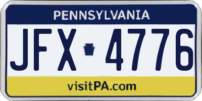 PA license plate JFX4776