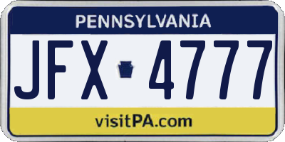 PA license plate JFX4777
