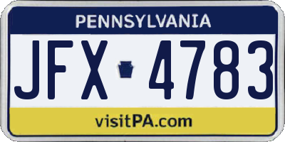 PA license plate JFX4783