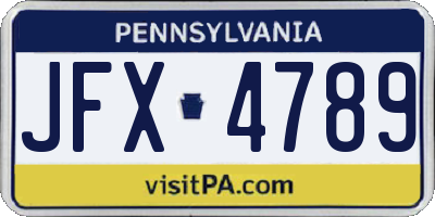 PA license plate JFX4789