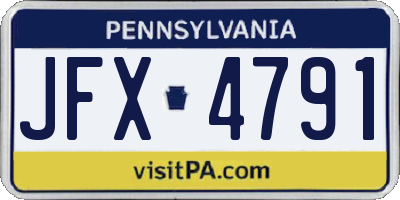 PA license plate JFX4791