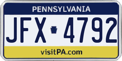 PA license plate JFX4792