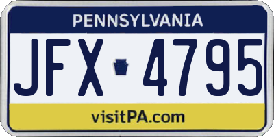 PA license plate JFX4795