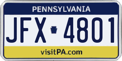 PA license plate JFX4801