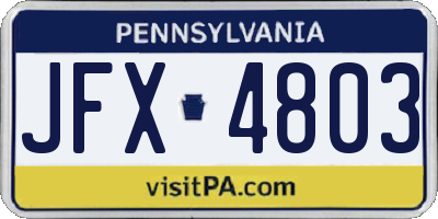 PA license plate JFX4803