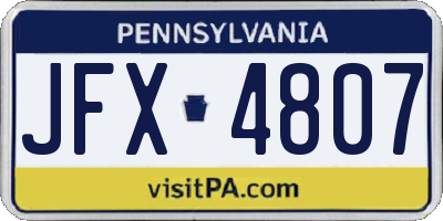 PA license plate JFX4807
