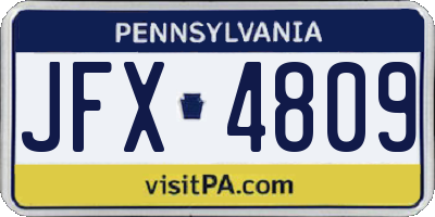 PA license plate JFX4809