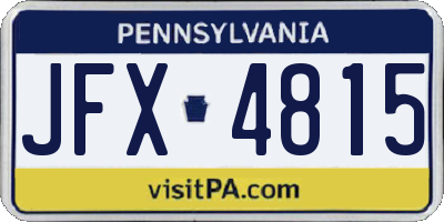 PA license plate JFX4815