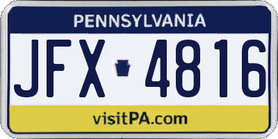 PA license plate JFX4816