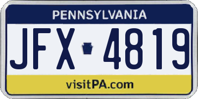 PA license plate JFX4819